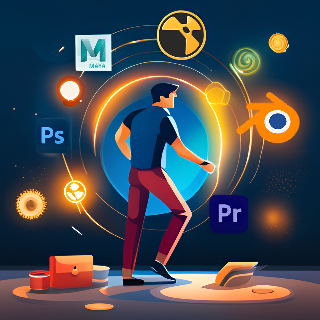 User surounded by icons